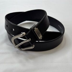 Fossil Men's Black Leather Belt with Silver Buckle